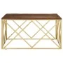 Mesa de centro de acero inoxidable dorado y madera maciza | Foro24.es | Tu tienda online para hogar, jardín y más Foro24.es