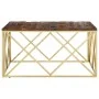 Mesa de centro de acero inoxidable dorado y madera maciza | Foro24.es | Tu tienda online para hogar, jardín y más Foro24.es