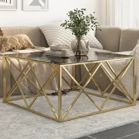 Mesa de centro dorada acero inoxidable y vidrio templado von , Couchtisch - Ref: Foro24-349980, Preis: 256,92 €, Rabatt: -5%%