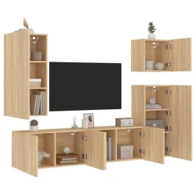Muebles de TV de pared 5 pzas madera de