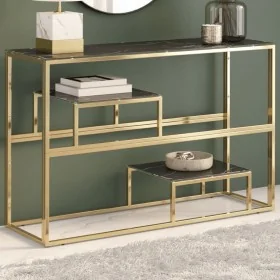 Mesa consola acero inoxidable dorado y vidrio