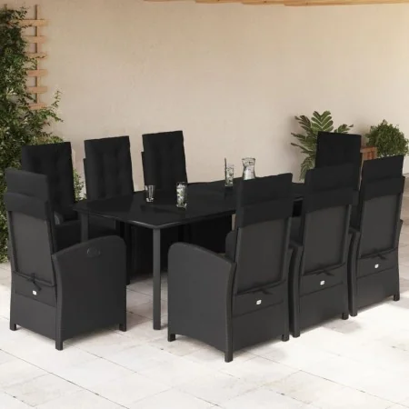 Set de comedor de jardín 9 pzas y cojines ratán sintético negro by , Garden sets - Ref: Foro24-3212541, Price: 1,00 €, Discou...