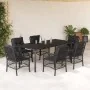 Set de comedor de jardín 7 pzas y cojines ratán sintético negro by , Garden sets - Ref: Foro24-3212108, Price: 726,69 €, Disc...