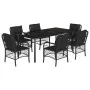 Set de comedor de jardín 7 pzas y cojines ratán sintético negro by , Garden sets - Ref: Foro24-3212108, Price: 726,69 €, Disc...