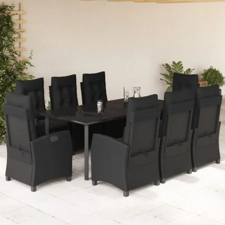 Set de comedor de jardín 9 pzas y cojines ratán sintético negro von , Gartensets - Ref: Foro24-3212761, Preis: 1,00 €, Rabatt...
