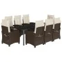 Set comedor para jardín 9 pzas y cojines ratán sintético marrón | Foro24.es | Tu tienda online para hogar, jardín y más Foro24.es