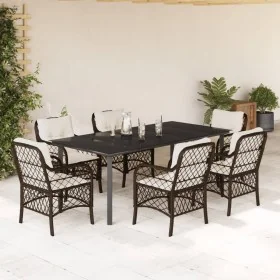 Set comedor de jardín 7 pzas con cojines ratán sintético marrón de , Conjuntos de jardín - Ref: Foro24-3212122, Precio: 749,6...