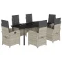 Set comedor jardín 7 pzas y cojines ratán sintético gris claro by , Garden sets - Ref: Foro24-3212859, Price: 1,00 €, Discoun...
