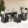 Set de comedor de jardín 7 pzas y cojines ratán sintético negro de , Conjuntos de jardín - Ref: Foro24-3213390, Precio: 1,00 ...