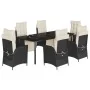 Set de comedor de jardín 7 pzas y cojines ratán sintético negro de , Conjuntos de jardín - Ref: Foro24-3213390, Precio: 1,00 ...
