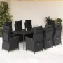Set de comedor de jardín 9 pzas y cojines ratán sintético negro by , Garden sets - Ref: Foro24-3213193, Price: 1,00 €, Discou...