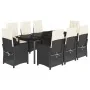 Set de comedor de jardín 9 pzas y cojines ratán sintético negro by , Garden sets - Ref: Foro24-3212309, Price: 1,00 €, Discou...