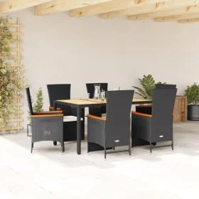Set de comedor de jardín 7 pzas y cojines ratán sintético negro von , Gartensets - Ref: Foro24-3277509, Preis: 906,70 €, Raba...