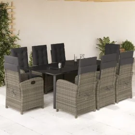 Set comedor jardín 9 pzas y cojines ratán sintético gris von , Gartensets - Ref: Foro24-3212368, Preis: 1,00 €, Rabatt: -5%%