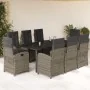 Set comedor jardín 9 pzas y cojines ratán sintético gris by , Garden sets - Ref: Foro24-3212368, Price: 1,00 €, Discount: -5%%