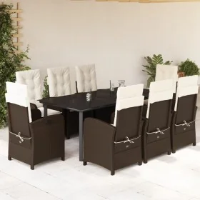 Set comedor para jardín 9 pzas y cojines ratán sintético marrón by , Garden sets - Ref: Foro24-3212349, Price: 1,00 €, Discou...