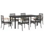 Set de comedor de jardín 7 pzas y cojines ratán sintético negro by , Garden sets - Ref: Foro24-3213608, Price: 545,36 €, Disc...