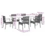 Set de comedor de jardín 7 pzas y cojines ratán sintético negro by , Garden sets - Ref: Foro24-3213608, Price: 545,36 €, Disc...