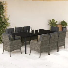 Set comedor jardín 9 pzas y cojines ratán sintético gris de , Conjuntos de jardín - Ref: Foro24-3211961, Precio: 1,00 €, Desc...