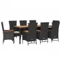 Set de comedor de jardín 9 pzas y cojines ratán sintético negro de , Conjuntos de jardín - Ref: Foro24-3277521, Precio: 1,00 ...