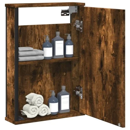 Armario con espejo baño madera roble ahumado 42x12x60 cm de , Tocadores de baño - Ref: Foro24-842433, Precio: 51,75 €, Descue...