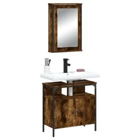 Set de muebles baño 2 pzas madera contrachapada roble ahumado de , Muebles de baño - Ref: Foro24-3214777, Precio: 91,38 €, De...