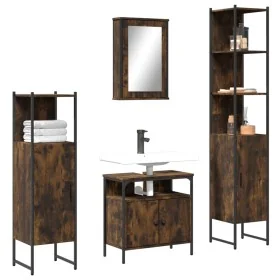 Set de muebles baño 4 pzas madera contrachapada roble ahumado by , Bathroom furniture - Ref: Foro24-3214827, Price: 217,85 €,...