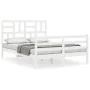 White solid wood bed frame with headboard 120x200 cm by vidaXL, Beds and slatted bases - Ref: Foro24-3194892, Price: 124,22 €...