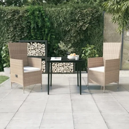 Juego de comedor de jardín 3 piezas con cojines beige von , Gartensets - Ref: Foro24-3099455, Preis: 338,96 €, Rabatt: -5%%