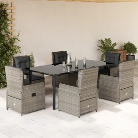Set comedor jardín 7 pzas y cojines ratán