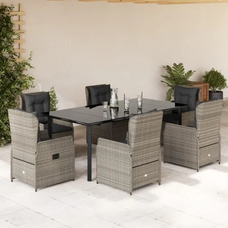 Set comedor jardín 7 pzas y cojines ratán sintético gris claro von , Gartensets - Ref: Foro24-3262908, Preis: 913,56 €, Rabat...