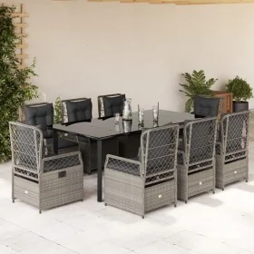 Set comedor de jardín 9 pzas cojines ratán