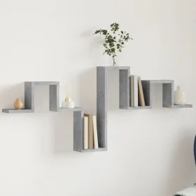 Estantería pared madera ingeniería gris hormigón