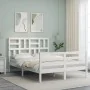 White solid wood bed frame with headboard 120x200 cm by vidaXL, Beds and slatted bases - Ref: Foro24-3194892, Price: 124,22 €...