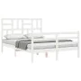 White solid wood bed frame with headboard 120x200 cm by vidaXL, Beds and slatted bases - Ref: Foro24-3194892, Price: 124,22 €...