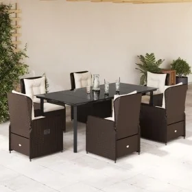 Set comedor de jardín 7 pzas con cojines ratán