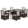 Set comedor de jardín 7 pzas con cojines ratán sintético marrón de , Conjuntos de jardín - Ref: Foro24-3262983, Precio: 802,4...