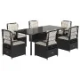 Set de comedor de jardín 7 pzas y cojines ratán sintético negro von , Gartensets - Ref: Foro24-3262969, Preis: 792,53 €, Raba...