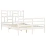 White solid wood bed frame with headboard 120x200 cm by vidaXL, Beds and slatted bases - Ref: Foro24-3194892, Price: 124,22 €...