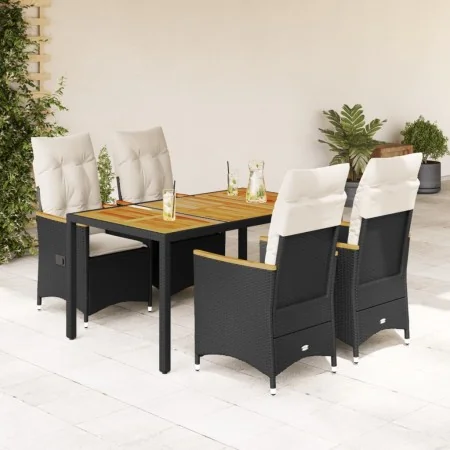 Set de muebles jardín 5 pzas con cojines ratán sintético negro by , Garden sets - Ref: Foro24-3276834, Price: 573,33 €, Disco...