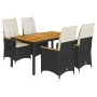 Set de muebles jardín 5 pzas con cojines ratán sintético negro by , Garden sets - Ref: Foro24-3276834, Price: 573,33 €, Disco...