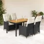 Set de muebles jardín 5 pzas con cojines ratán sintético negro | Foro24.es | Tu tienda online para hogar, jardín y más Foro24.es