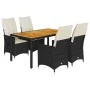 Set de muebles jardín 5 pzas con cojines ratán sintético negro | Foro24.es | Tu tienda online para hogar, jardín y más Foro24.es