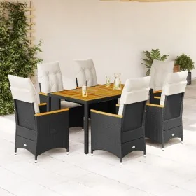 Set de comedor de jardín 7 pzas y cojines ratán sintético negro by , Garden sets - Ref: Foro24-3276836, Price: 795,66 €, Disc...