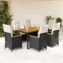 Set de comedor de jardín 7 pzas y cojines ratán sintético negro by , Garden sets - Ref: Foro24-3276836, Price: 795,66 €, Disc...