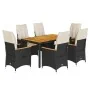 Set de comedor de jardín 7 pzas y cojines ratán sintético negro by , Garden sets - Ref: Foro24-3276836, Price: 795,66 €, Disc...