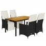 Set de muebles jardín 5 pzas con cojines ratán sintético negro by , Garden sets - Ref: Foro24-3276857, Price: 590,53 €, Disco...