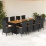 Set de comedor jardín 11 pzas con cojines ratán sintético negro de , Conjuntos de jardín - Ref: Foro24-3277523, Precio: 1,00 ...