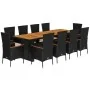 Set de comedor jardín 11 pzas con cojines ratán sintético negro de , Conjuntos de jardín - Ref: Foro24-3277523, Precio: 1,00 ...