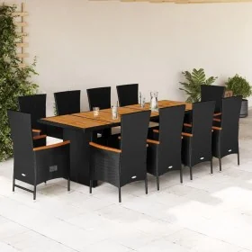 Set de comedor jardín 11 pzas con cojines ratán sintético negro von , Gartensets - Ref: Foro24-3277528, Preis: 1,00 €, Rabatt...